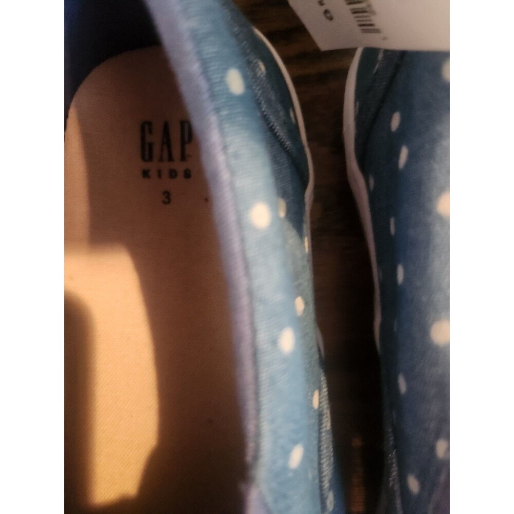 NEW- 2 Pair Lot-GAP Kids Girls Slip-on Sneakers Blue Denim Polka Dot Print-5 & 3 - Picture 8 of 16